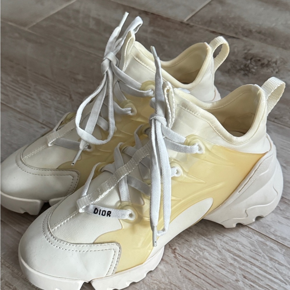 Dior D-Connect Size 5.5 Off White Fabric and PVC Lace Up Sneakers - Picture 7 of 10